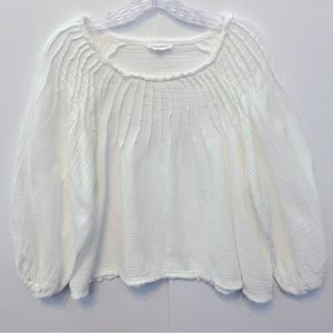 Newbury Kustom Smock Top With Frayed Neckline & Hem Sz S